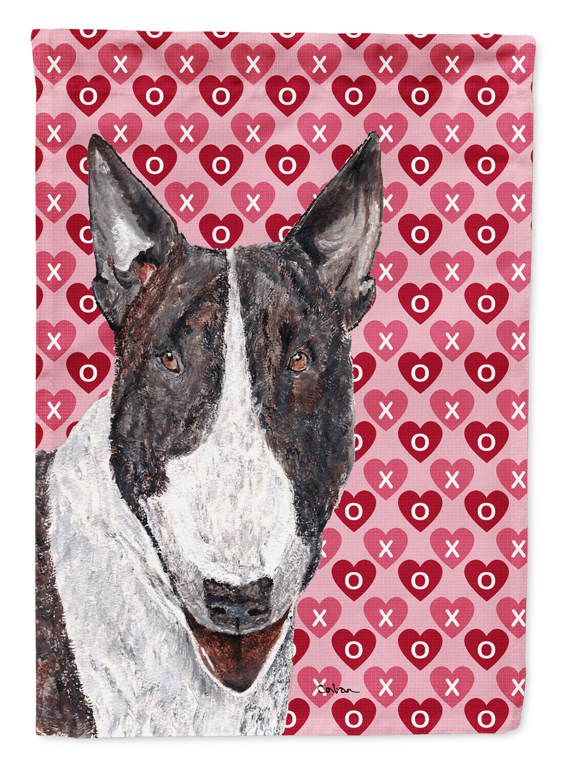 Bull Terrier Valentine&#39;s Love Flag Canvas House Size  the-store.com.