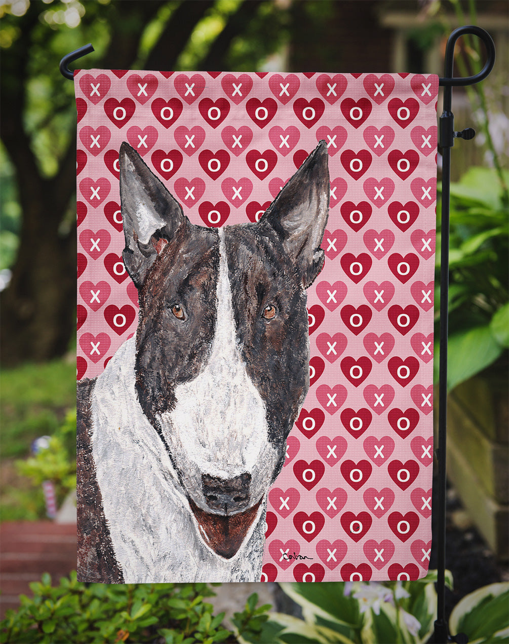 Bull Terrier Valentine's Love Flag Garden Size.
