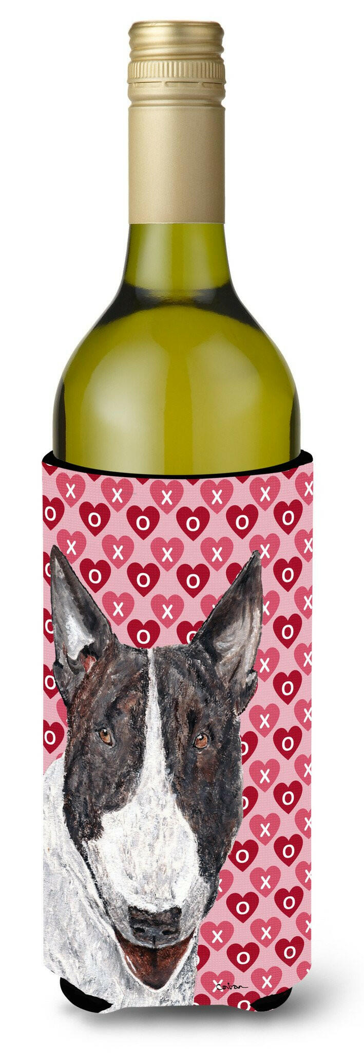 Bull Terrier Valentine's Love Wine Bottle Beverage Insulator Beverage Insulator Hugger by Caroline's Treasures
