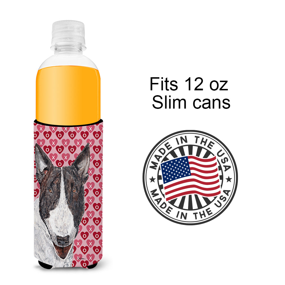 Bull Terrier Valentine's Love Ultra Beverage Insulators for slim cans.
