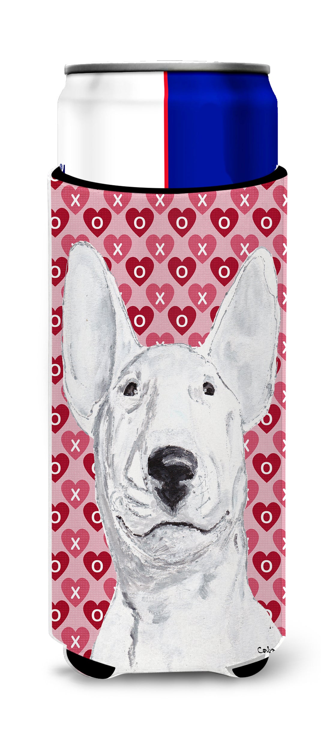 Bull Terrier Valentine&#39;s Love Ultra Beverage Insulators for slim cans