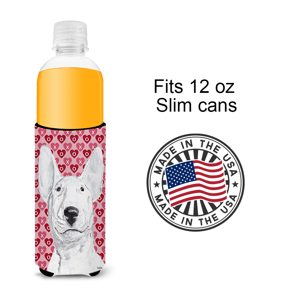 Bull Terrier Valentine's Love Ultra Beverage Insulators for slim cans