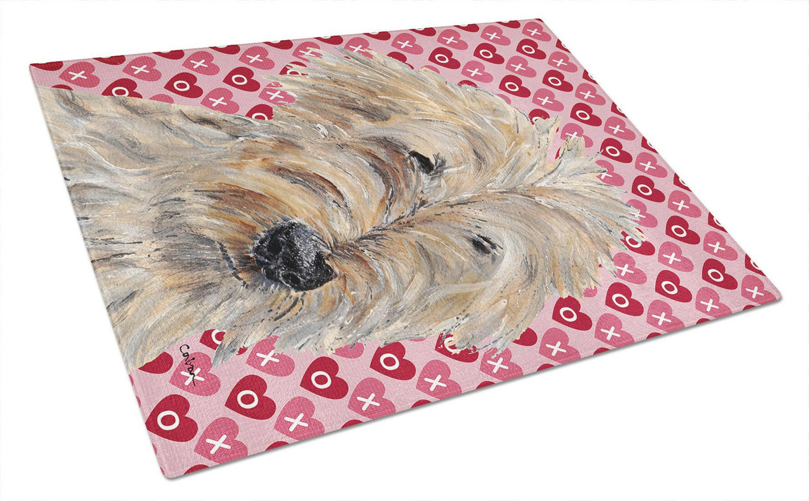 Goldendoodle Valentine's Love Glass Cutting Board Large by Caroline's Treasures