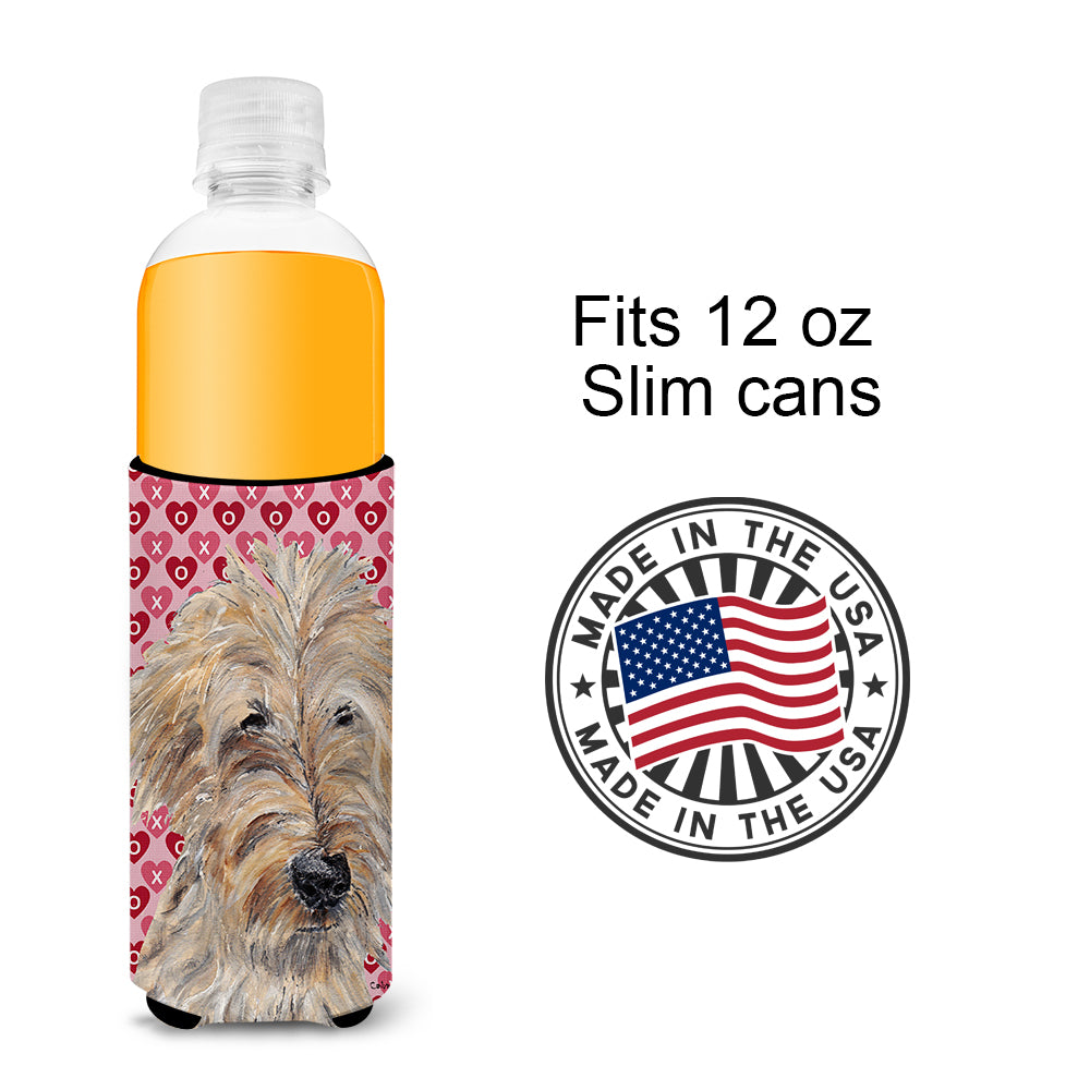 Goldendoodle Valentine's Love Ultra Beverage Insulators for slim cans.