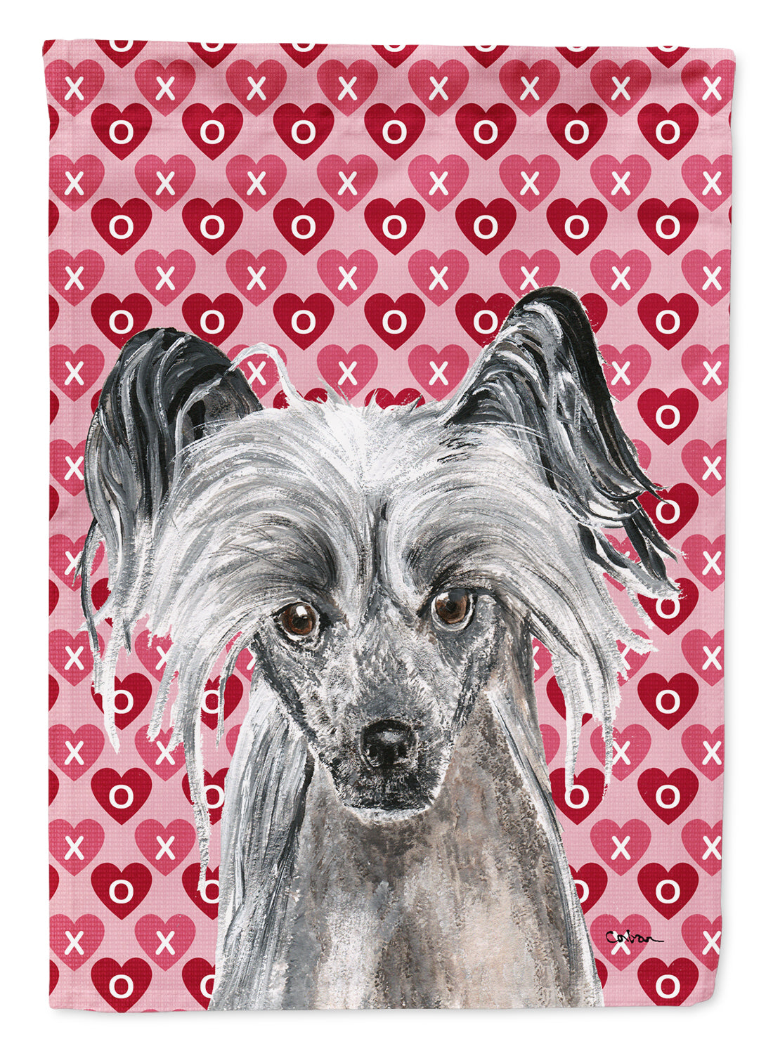 Chinese Crested Valentine&#39;s Love Flag Canvas House Size