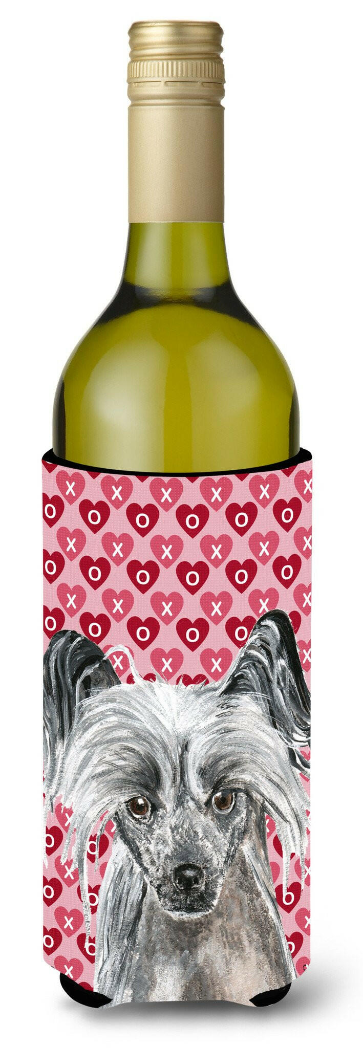 Chinese Crested Valentine&#39;s Love Wine Bottle Beverage Insulator Beverage Insulator Hugger by Caroline&#39;s Treasures