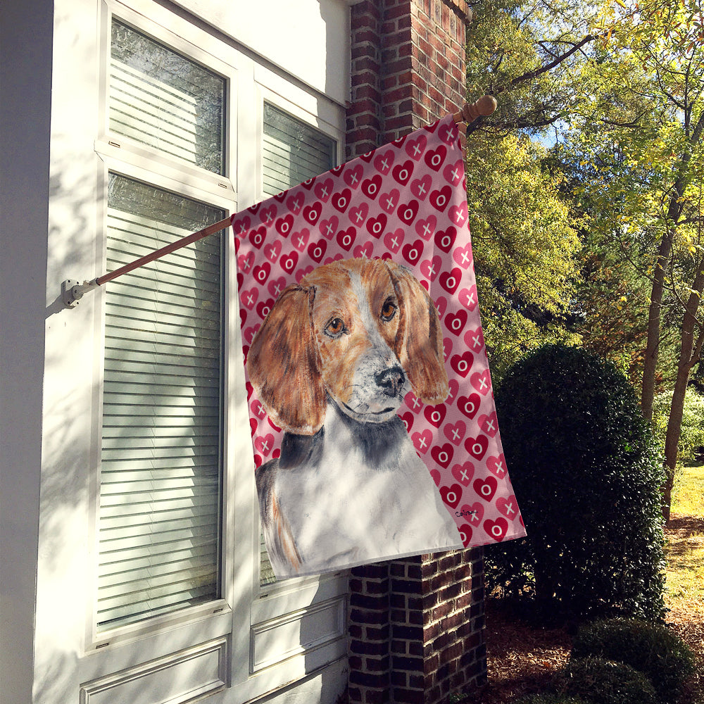 English Foxhound Valentine's Love Flag Canvas House Size  the-store.com.