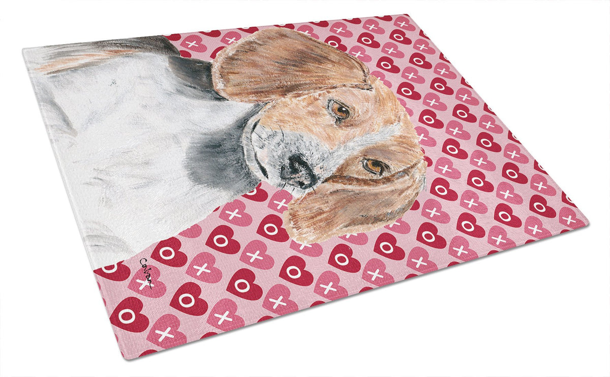 English Foxhound Valentine&#39;s Love Glass Cutting Board Large by Caroline&#39;s Treasures