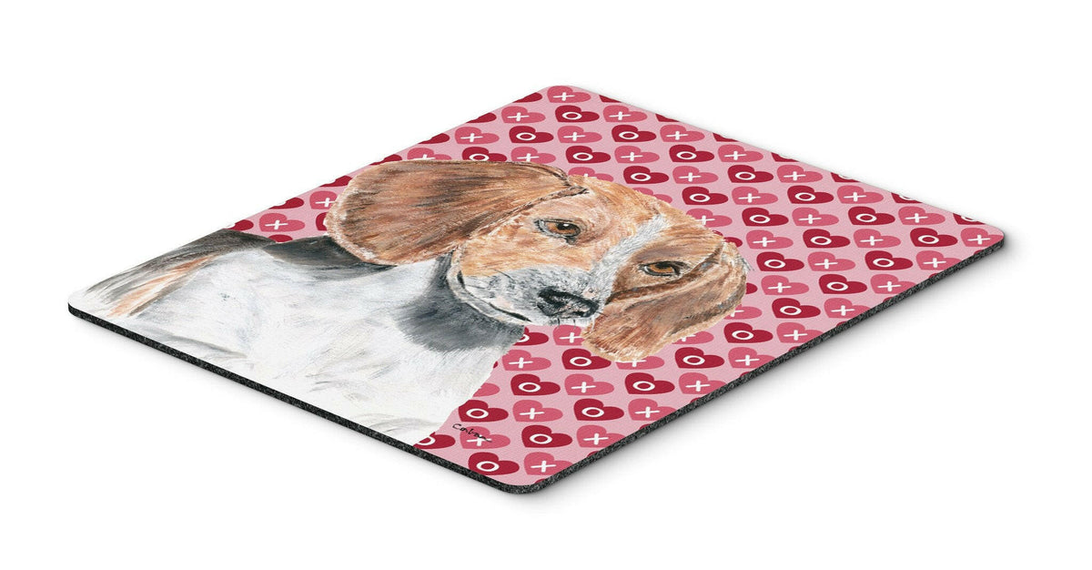 English Foxhound Valentine&#39;s Love Mouse Pad, Hot Pad or Trivet by Caroline&#39;s Treasures