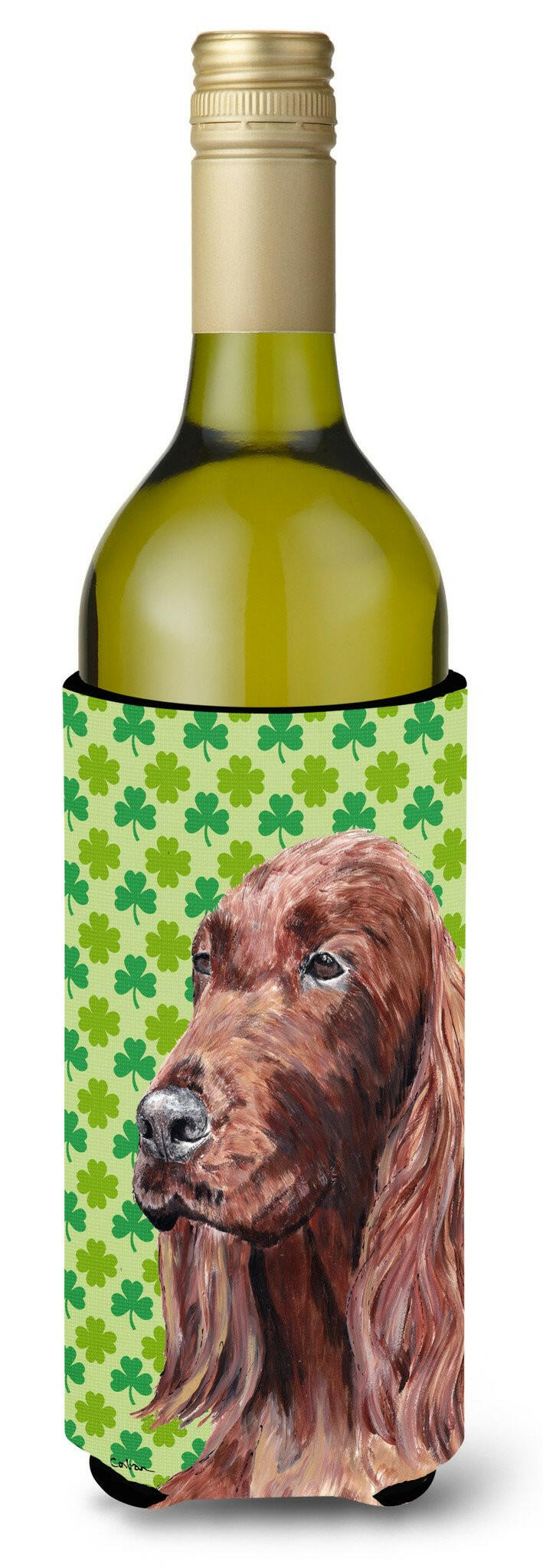 Irish Setter St Patrick&#39;s Irish Wine Bottle Beverage Insulator Beverage Insulator Hugger by Caroline&#39;s Treasures