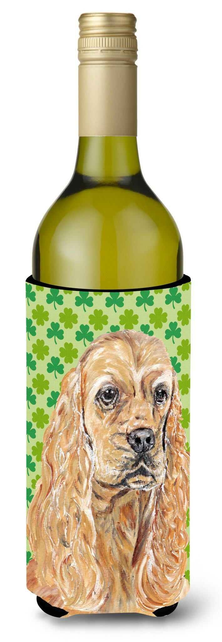 Cocker Spaniel St Patrick&#39;s Irish Wine Bottle Beverage Insulator Beverage Insulator Hugger by Caroline&#39;s Treasures