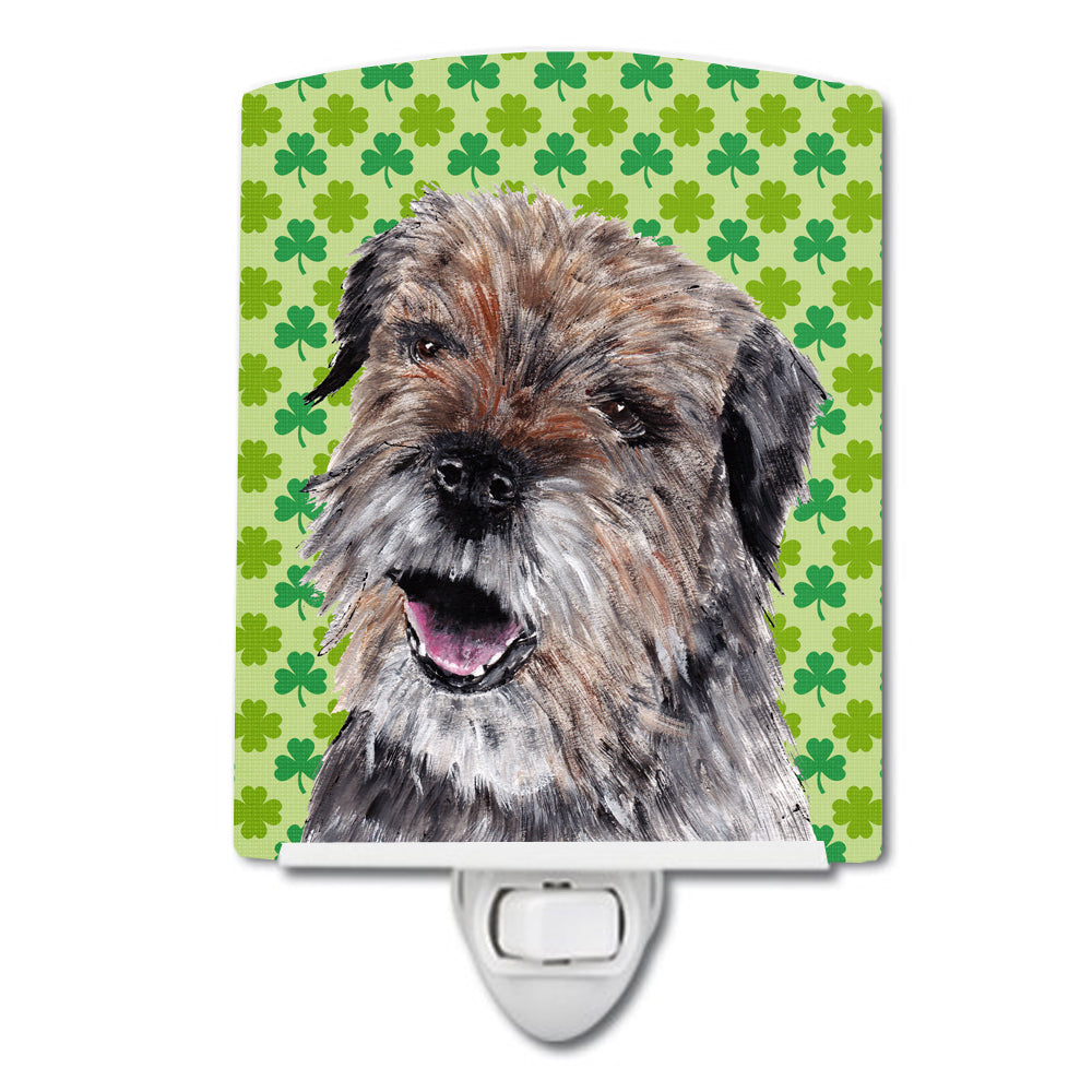Border Terrier Lucky Shamrock St. Patrick&#39;s Day Ceramic Night Light SC9571CNL - the-store.com