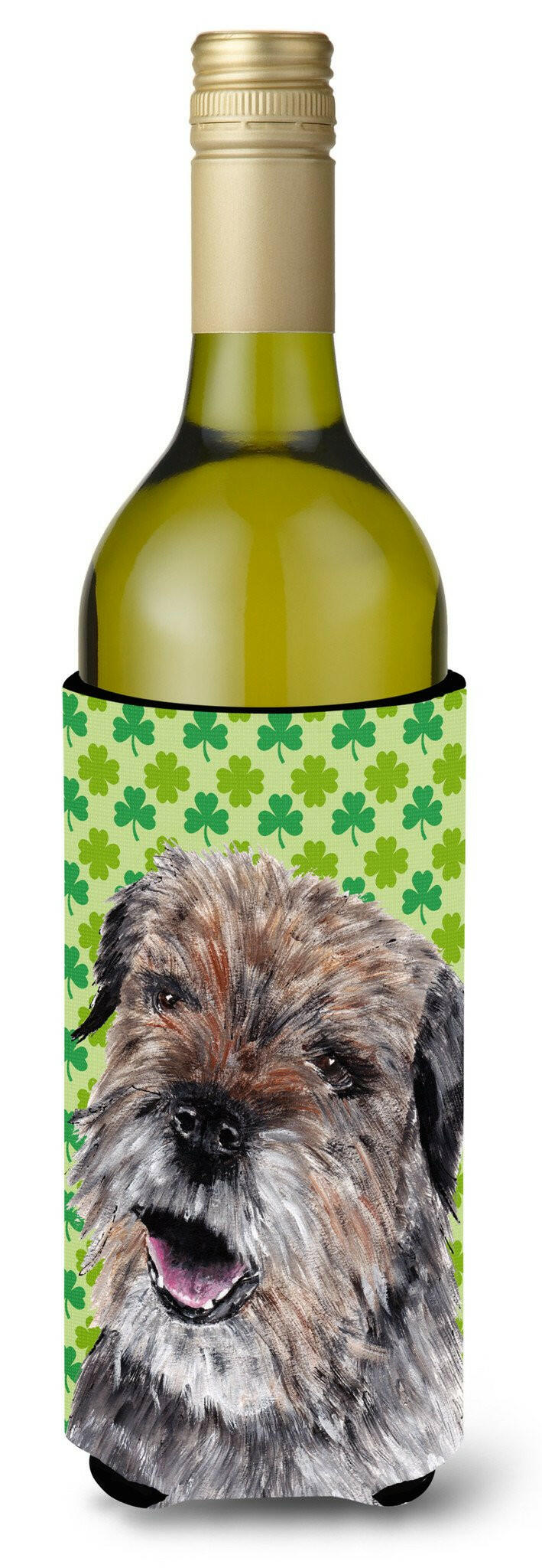 Border Terrier St Patrick&#39;s Irish Wine Bottle Beverage Insulator Beverage Insulator Hugger by Caroline&#39;s Treasures