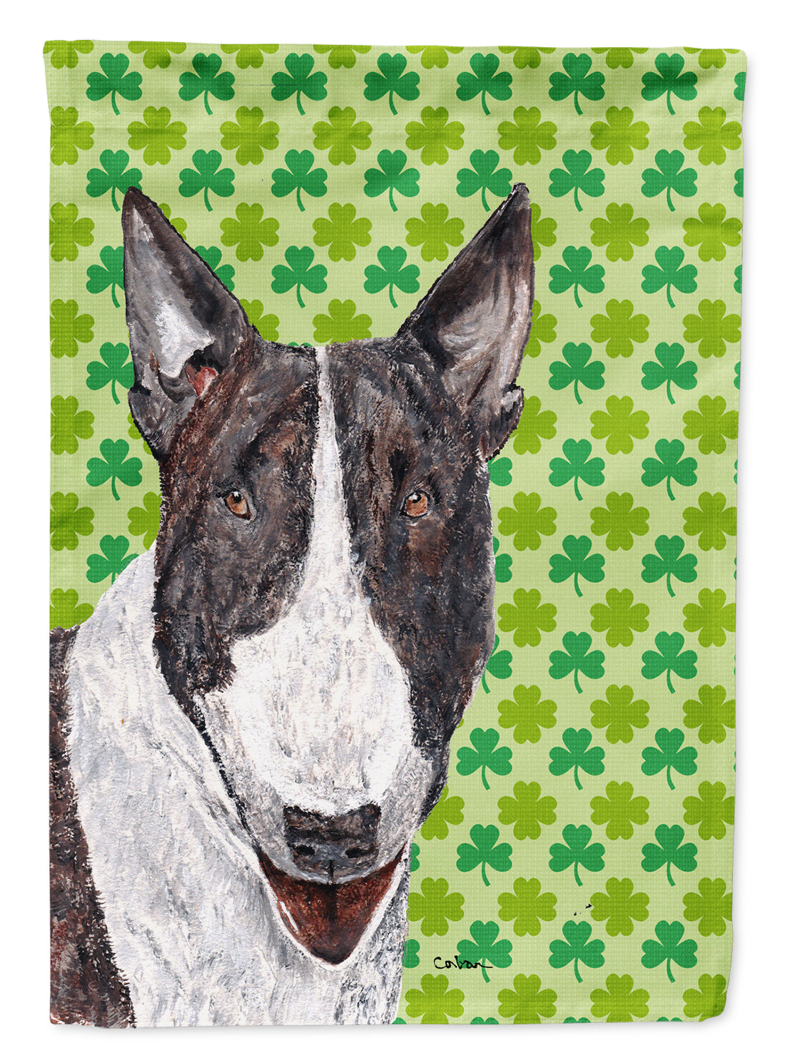 Bull Terrier St Patrick&#39;s Irish Flag Canvas House Size