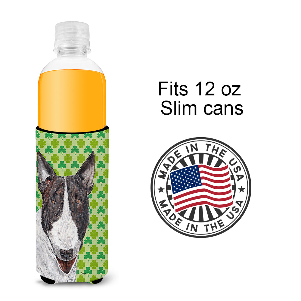 Bull Terrier St Patrick's Irish Ultra Beverage Insulators for slim cans.