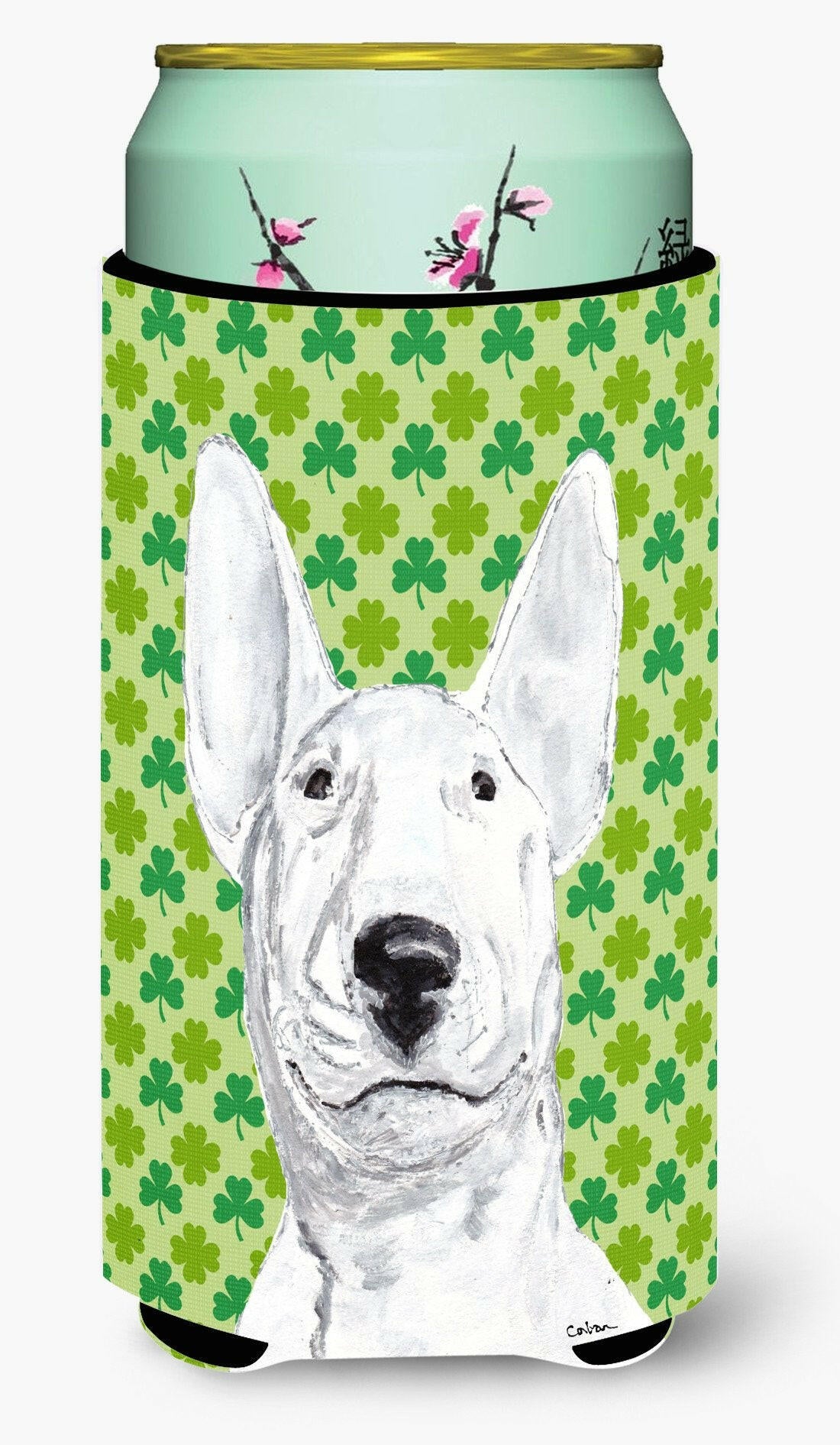 Bull Terrier St Patrick&#39;s Irish Tall Boy Beverage Insulator Beverage Insulator Hugger by Caroline&#39;s Treasures