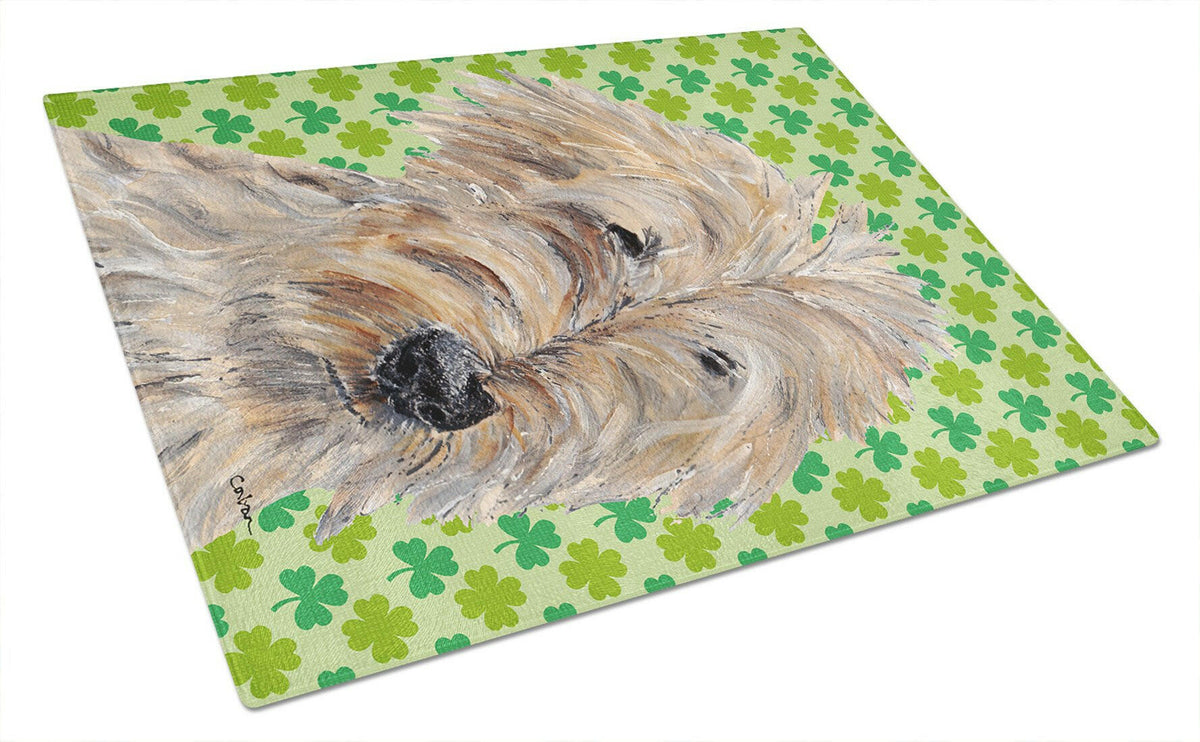Goldendoodle St Patrick&#39;s Irish Glass Cutting Board Large by Caroline&#39;s Treasures