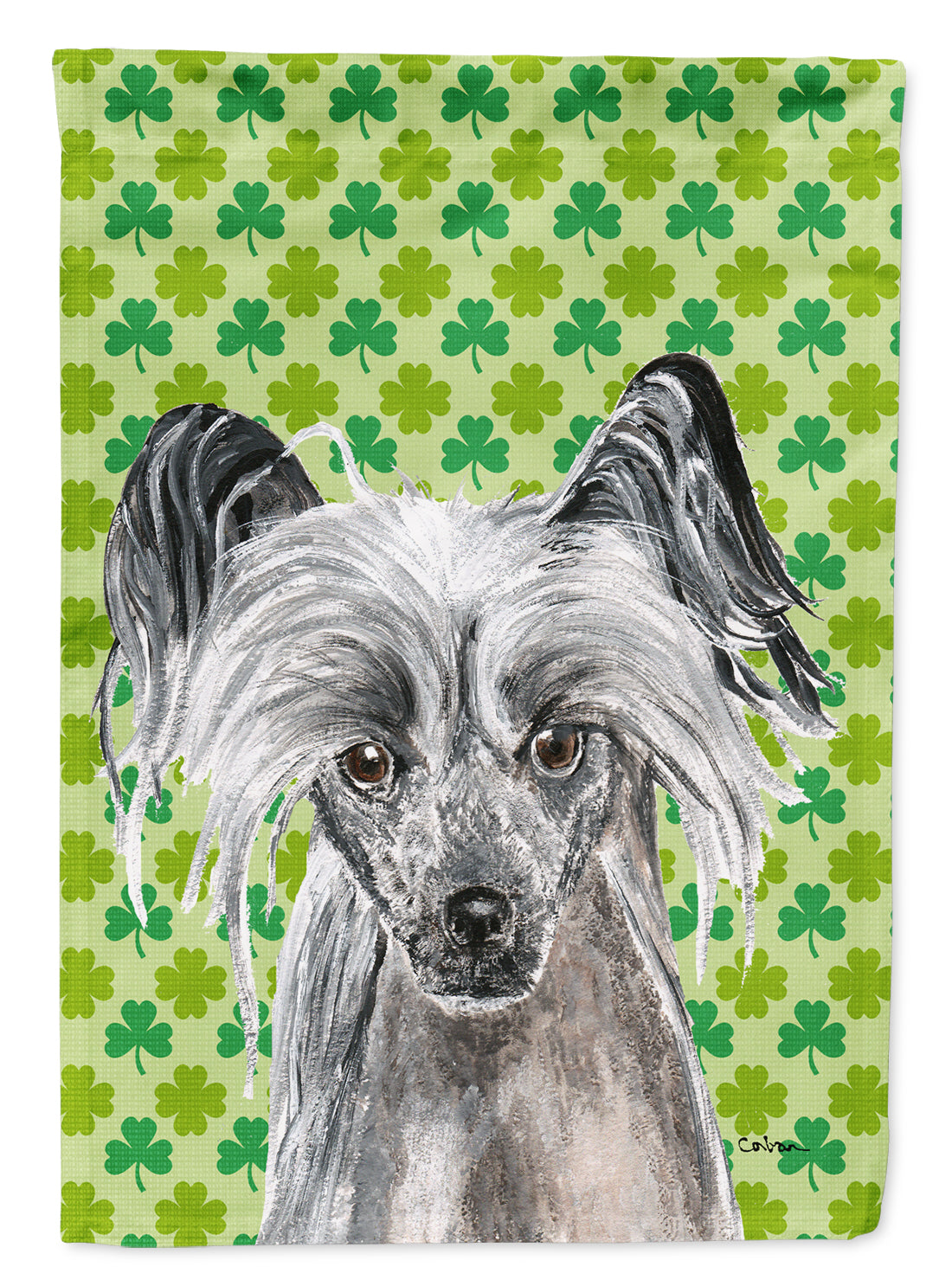 Chinese Crested St Patrick&#39;s Irish Flag Canvas House Size  the-store.com.