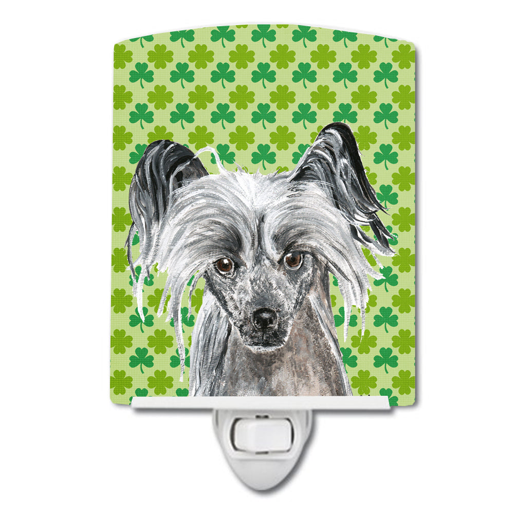 Chinese Crested Lucky Shamrock St. Patrick&#39;s Day Ceramic Night Light SC9578CNL - the-store.com