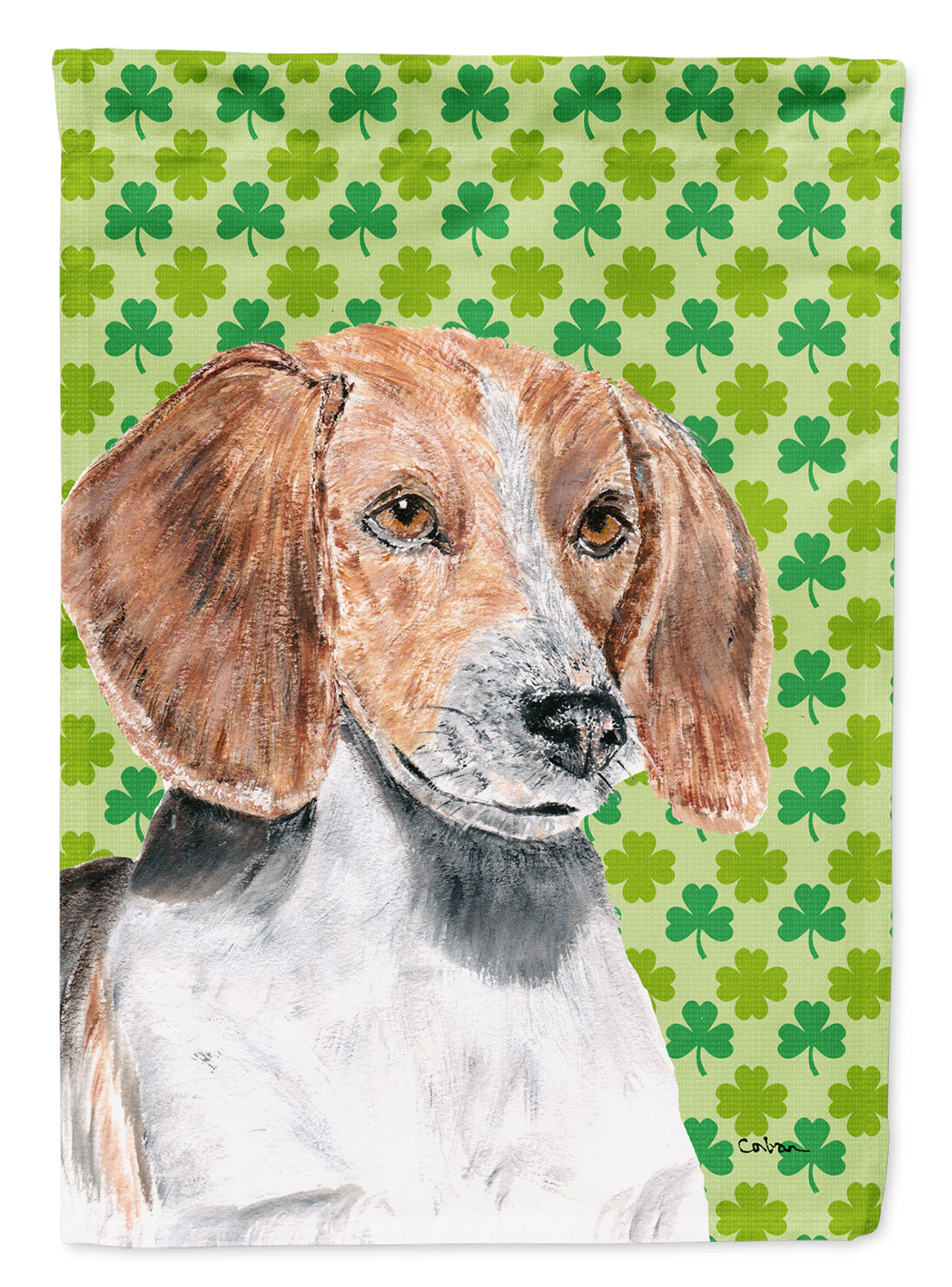 English Foxhound St Patrick&#39;s Irish Flag Garden Size