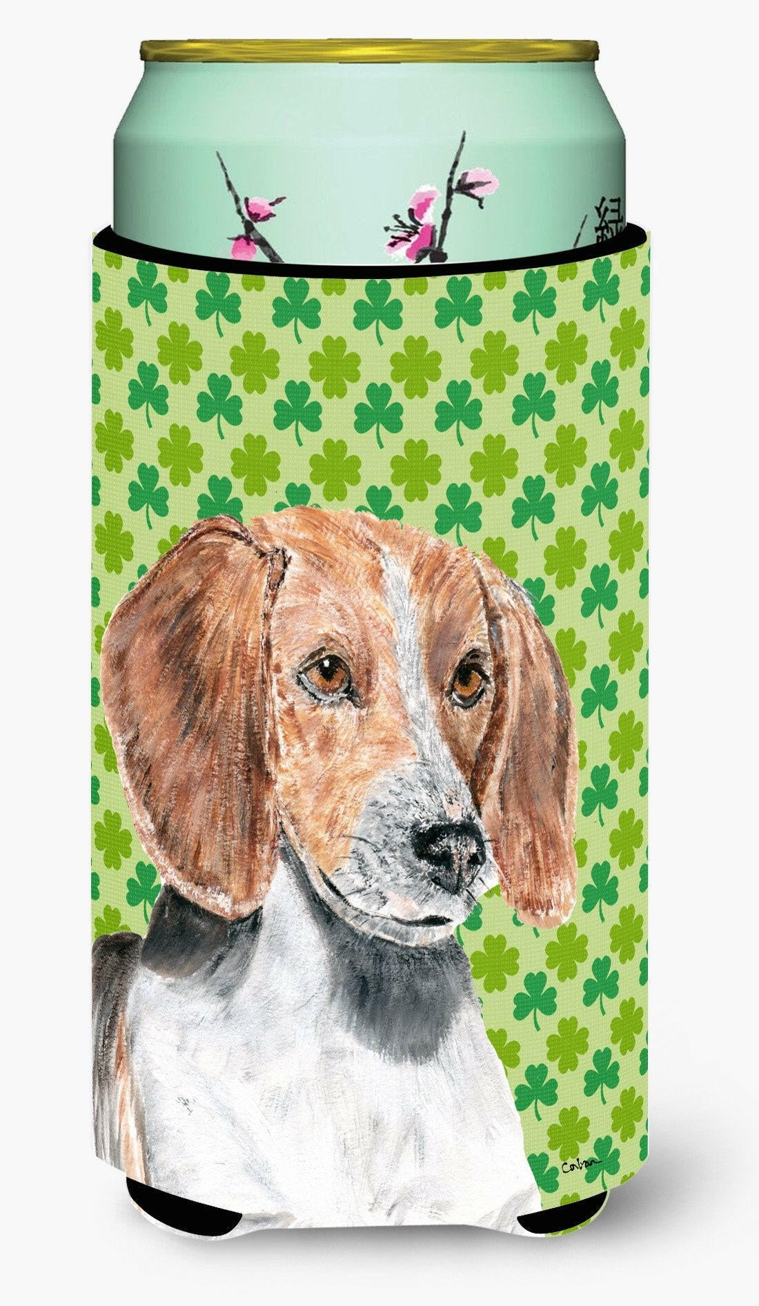 English Foxhound St Patrick&#39;s Irish Tall Boy Beverage Insulator Beverage Insulator Hugger by Caroline&#39;s Treasures