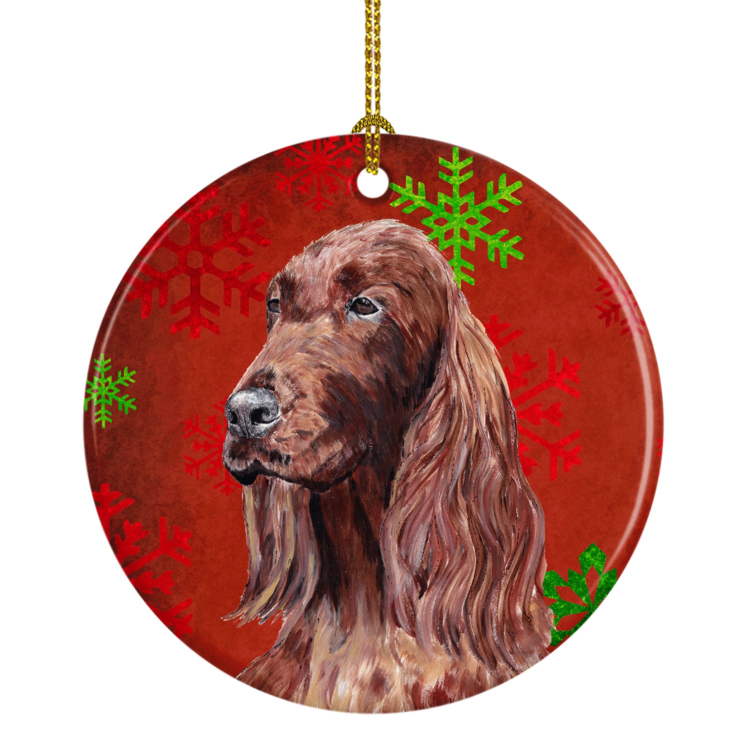 Irish Setter Red Snowflakes Holiday Ceramic Ornament SC9580CO1 - the-store.com