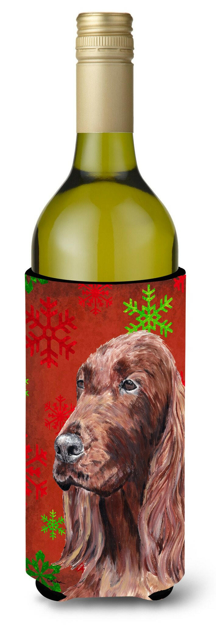 Irish Setter Red Snowflake Christmas Wine Bottle Beverage Insulator Beverage Insulator Hugger by Caroline&#39;s Treasures