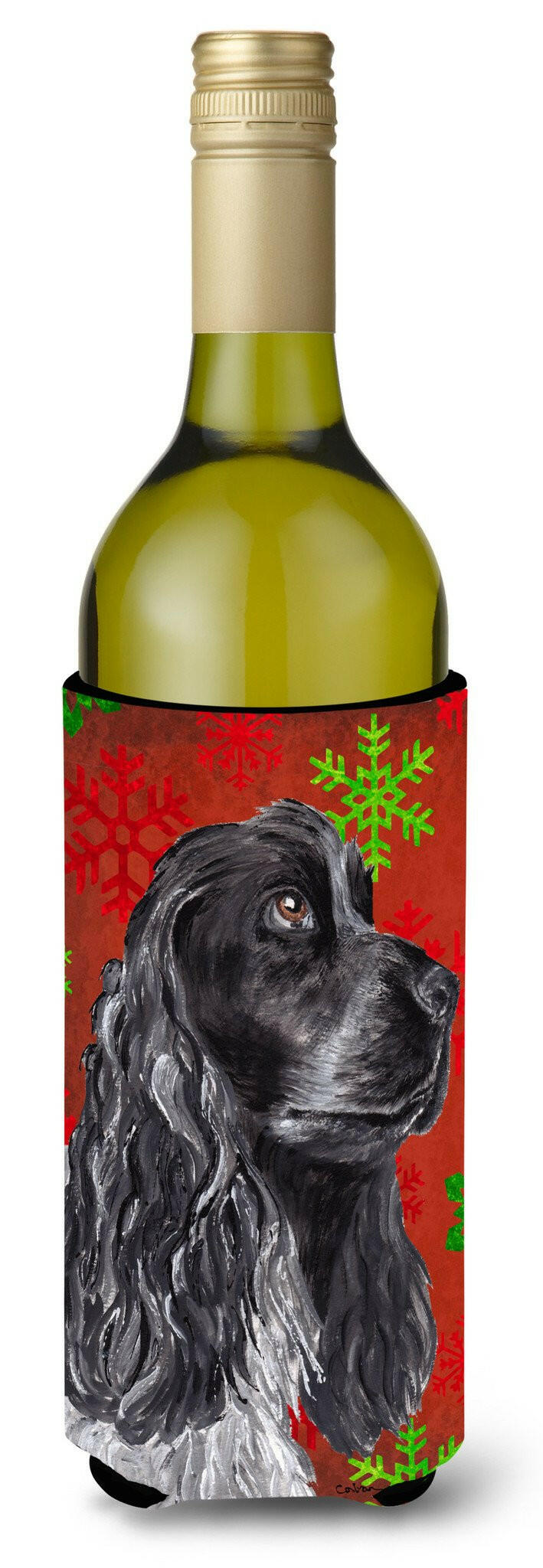 Cocker Spaniel Red Snowflake Christmas Wine Bottle Beverage Insulator Beverage Insulator Hugger by Caroline&#39;s Treasures
