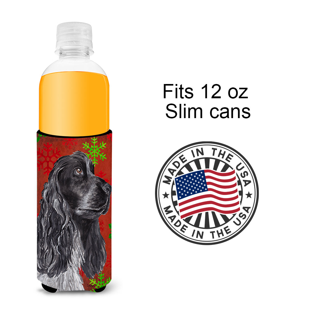 Cocker Spaniel Red Snowflake Christmas Ultra Beverage Insulators for slim cans.