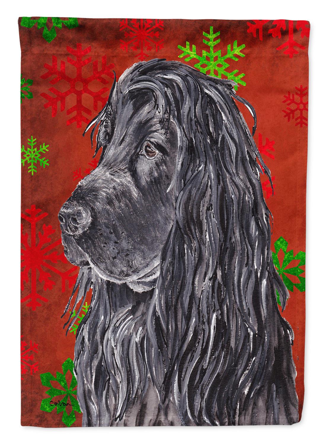 English Cocker Spaniel Red Snowflake Christmas Flag Canvas House Size  the-store.com.