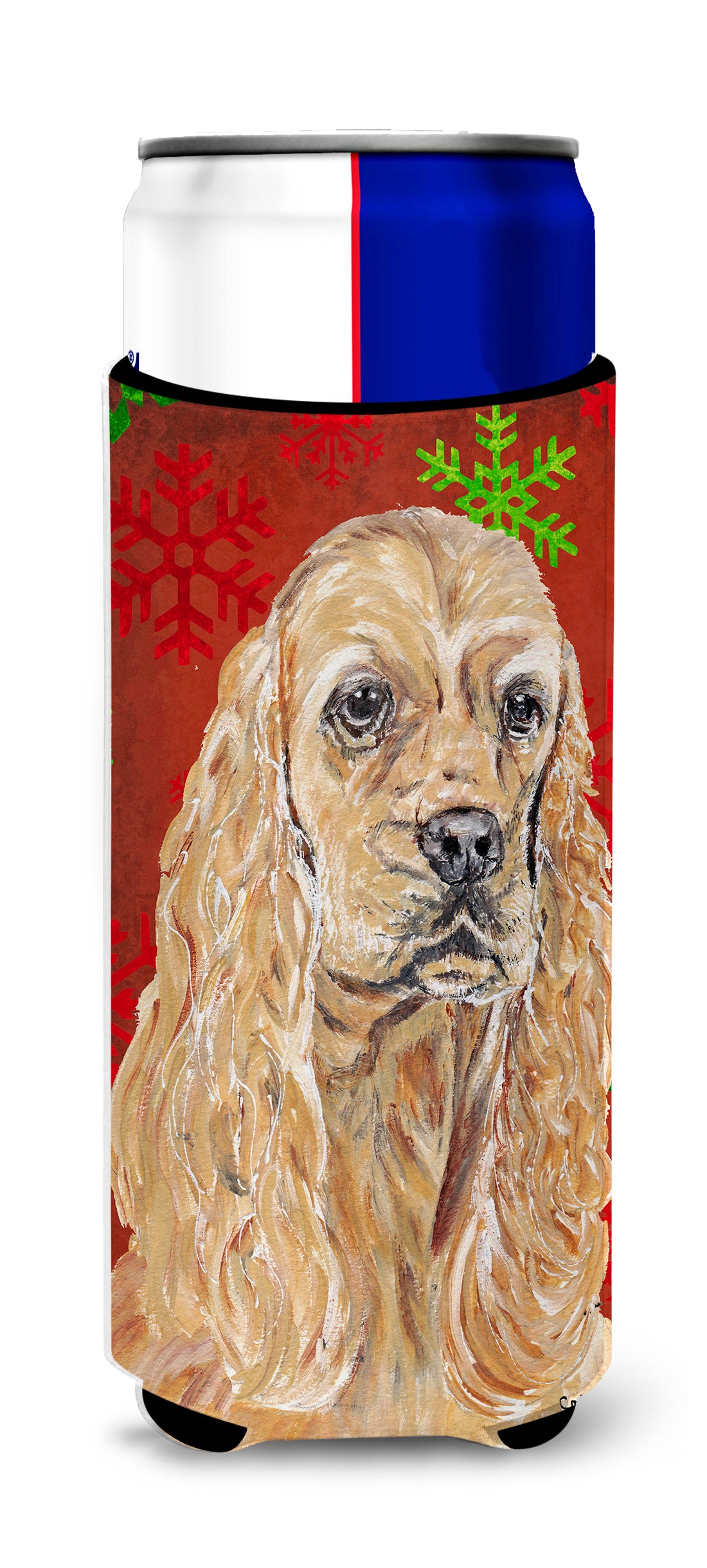 Cocker Spaniel Red Snowflake Christmas Ultra Beverage Insulators for slim cans