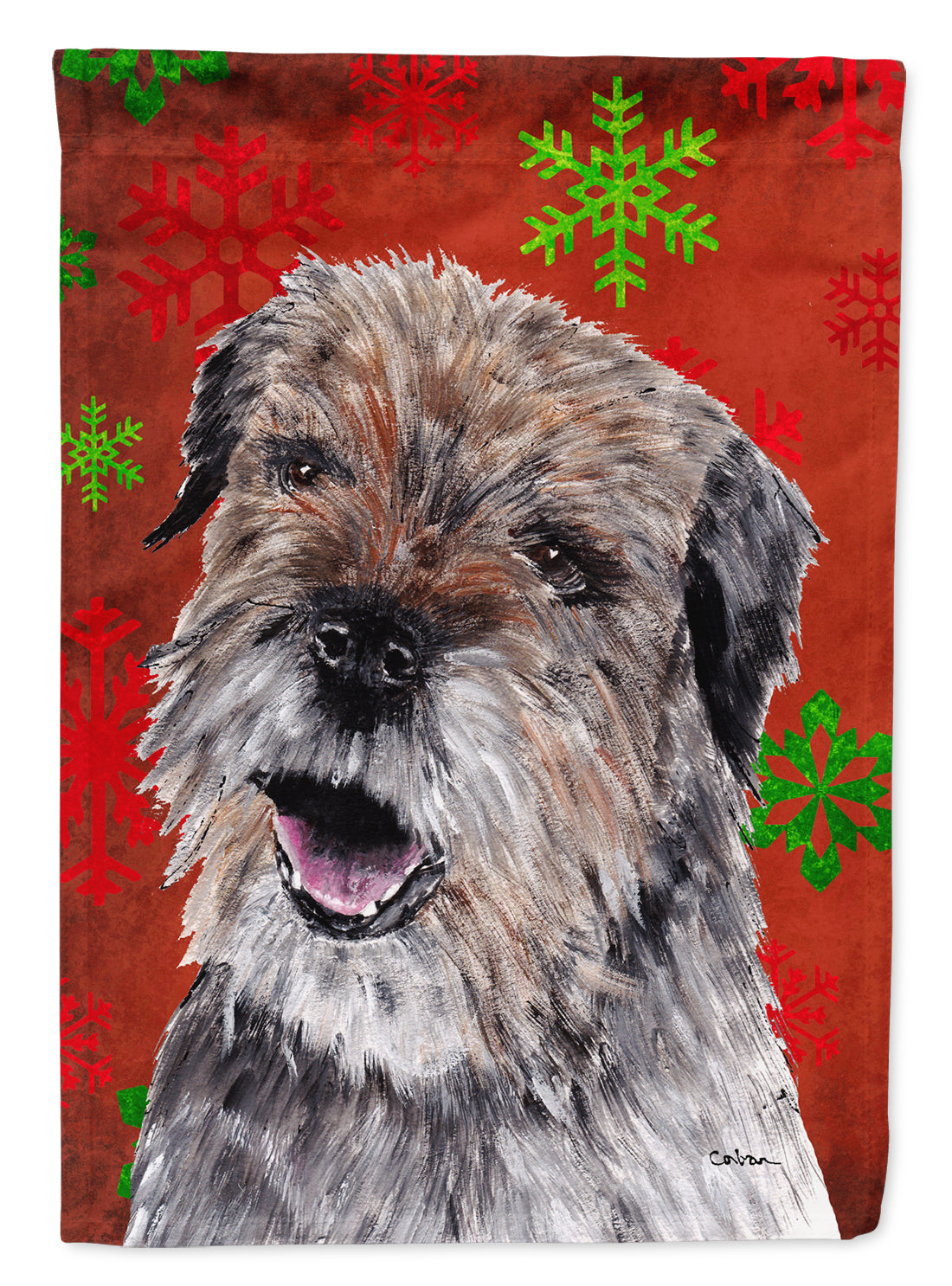 Border Terrier Red Snowflake Christmas Flag Canvas House Size