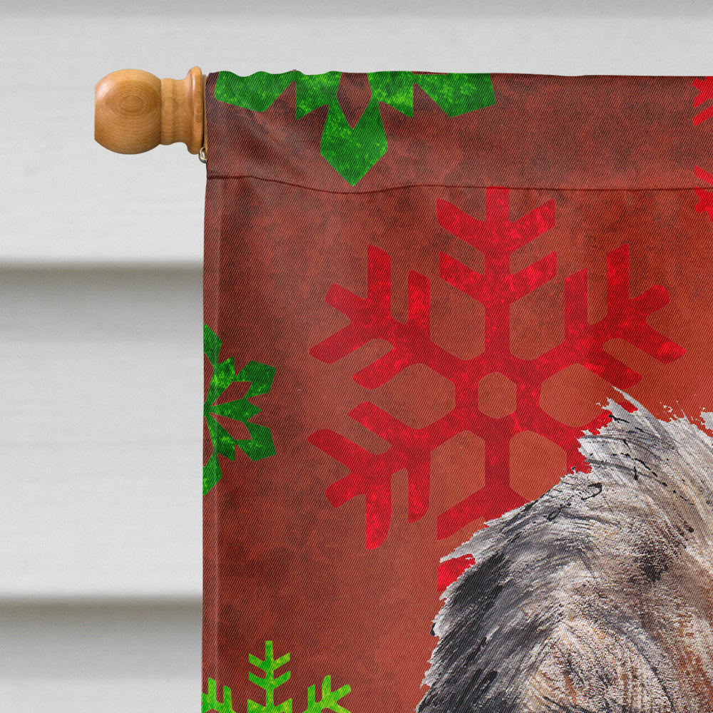 Border Terrier Red Snowflake Christmas Flag Canvas House Size  the-store.com.