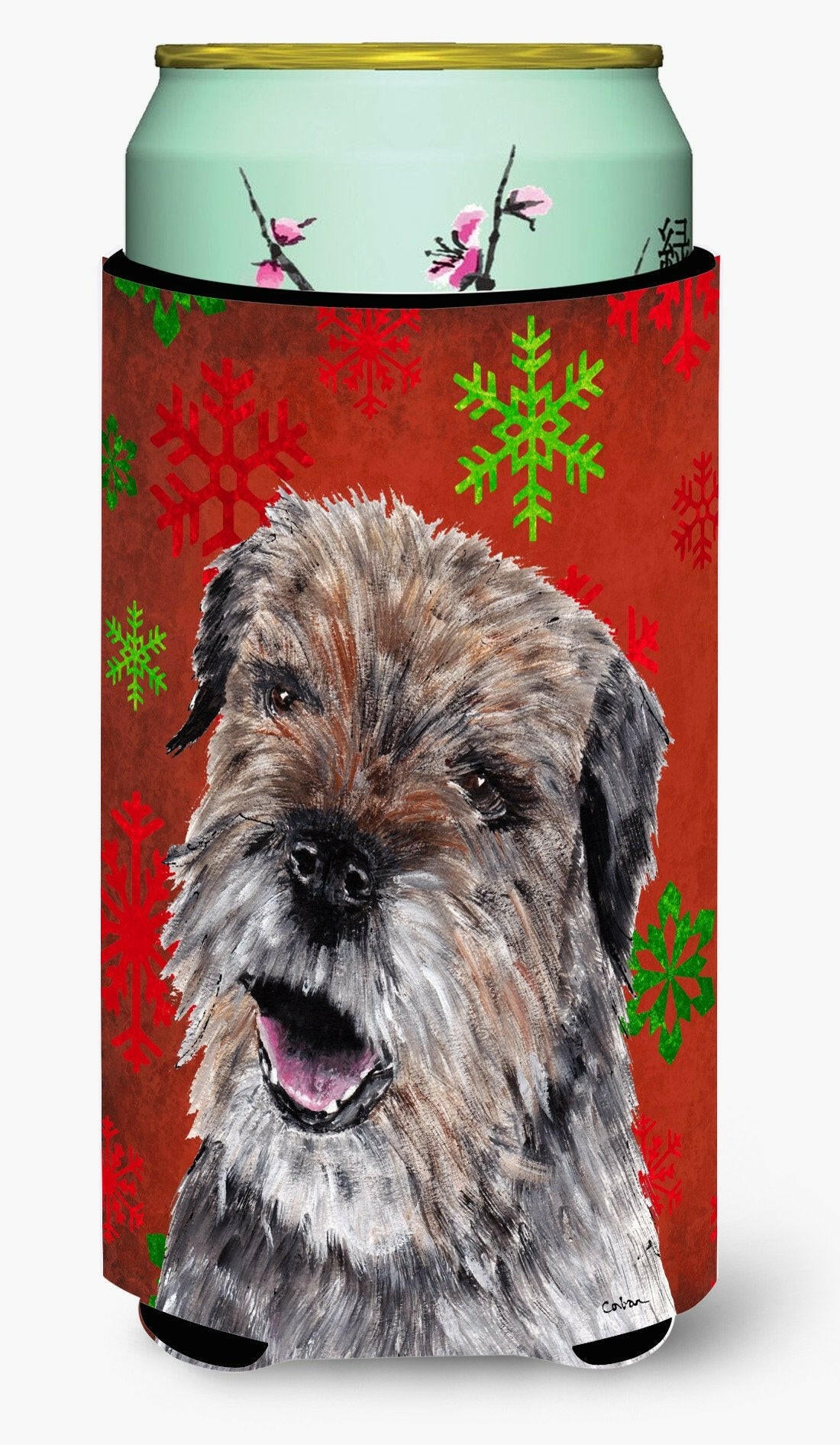 Border Terrier Red Snowflake Christmas Tall Boy Beverage Insulator Beverage Insulator Hugger by Caroline&#39;s Treasures