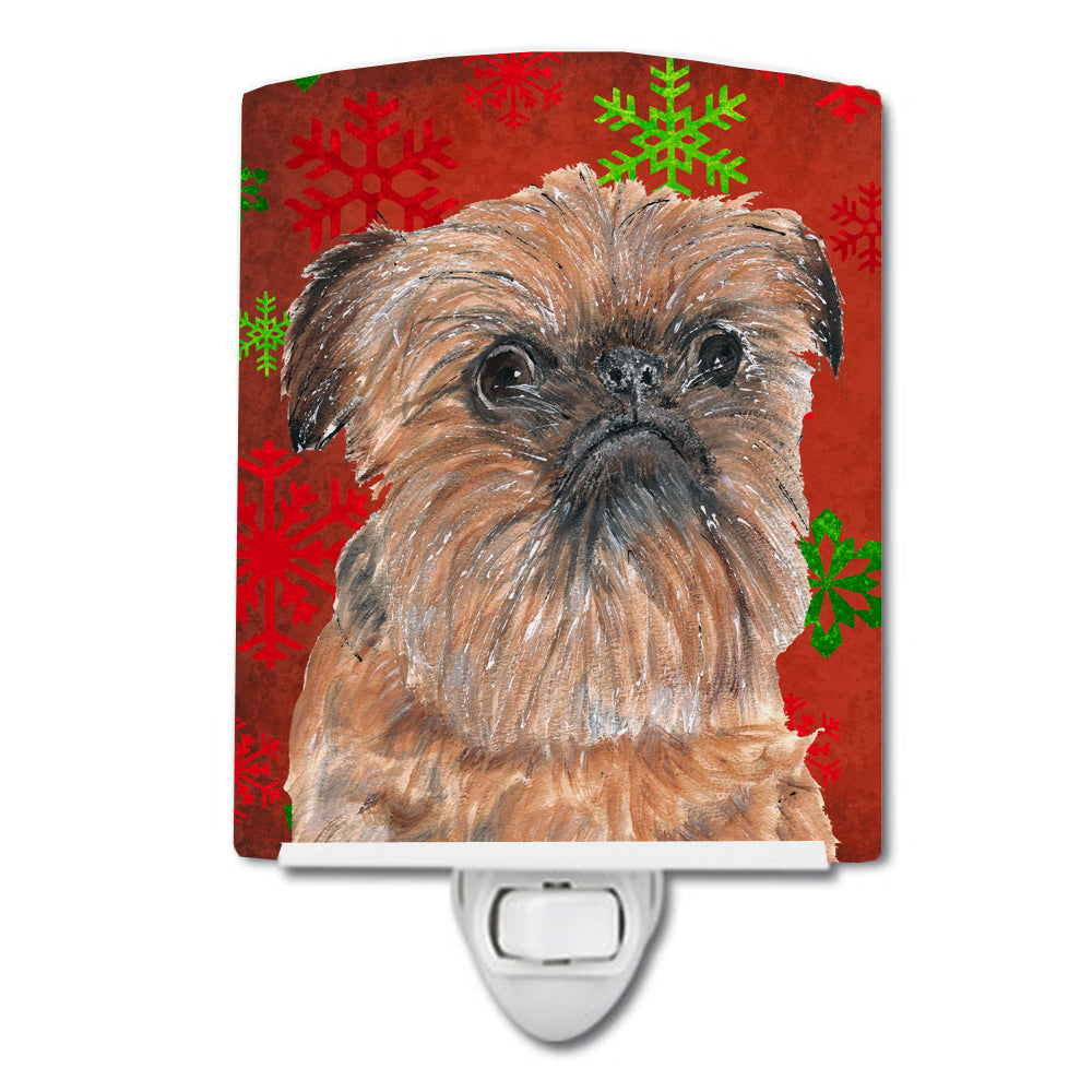 Brussels Griffon Red Snowflakes Holiday Ceramic Night Light SC9586CNL - the-store.com