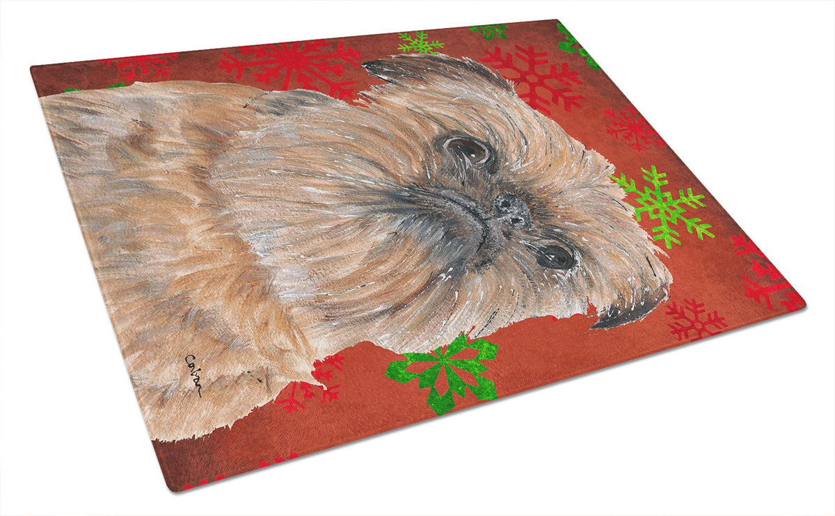 Brussels Griffon Red Snowflake Christmas Glass Cutting Board Large by Caroline&#39;s Treasures