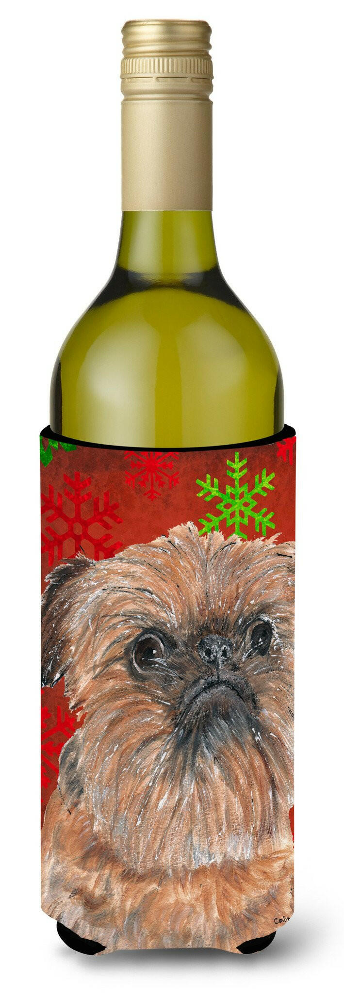Brussels Griffon Red Snowflake Christmas Wine Bottle Beverage Insulator Beverage Insulator Hugger by Caroline&#39;s Treasures