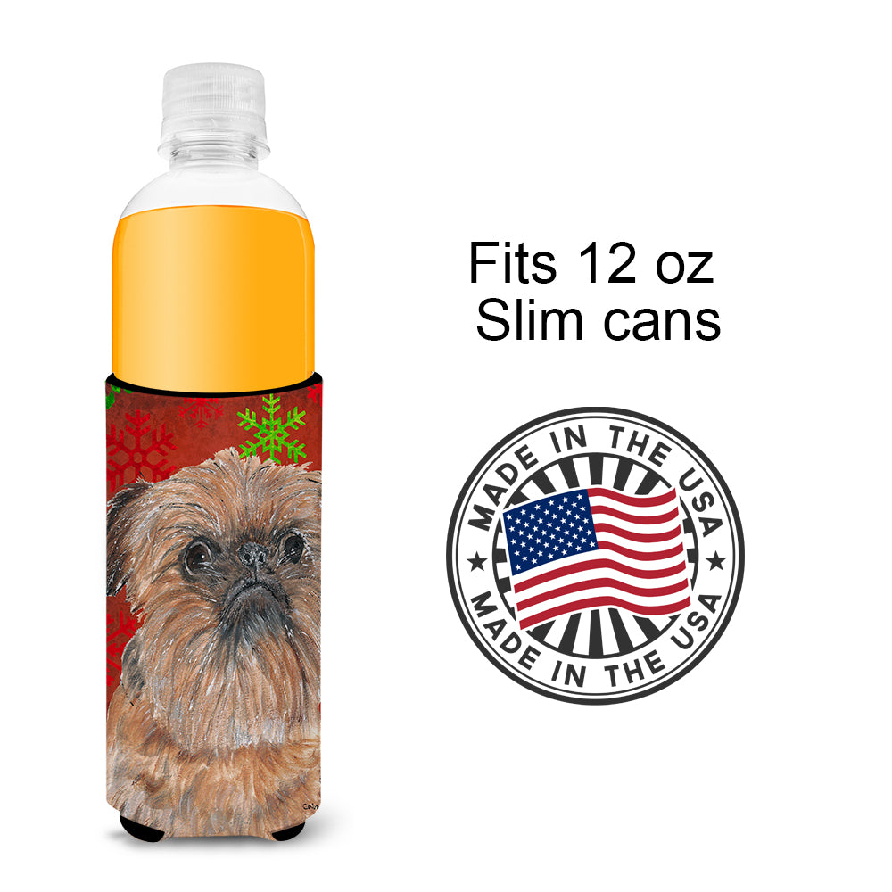 Isolants Brussels Griffon Red Snowflake Christmas Ultra Beverage pour canettes minces