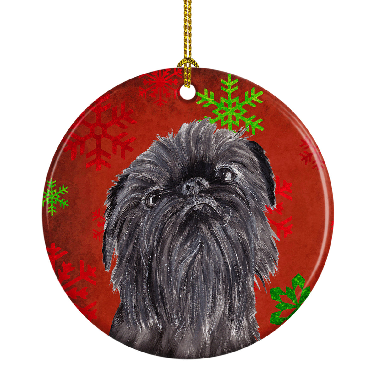 Brussels Griffon Red Snowflakes Holiday Ceramic Ornament SC9587CO1 - the-store.com