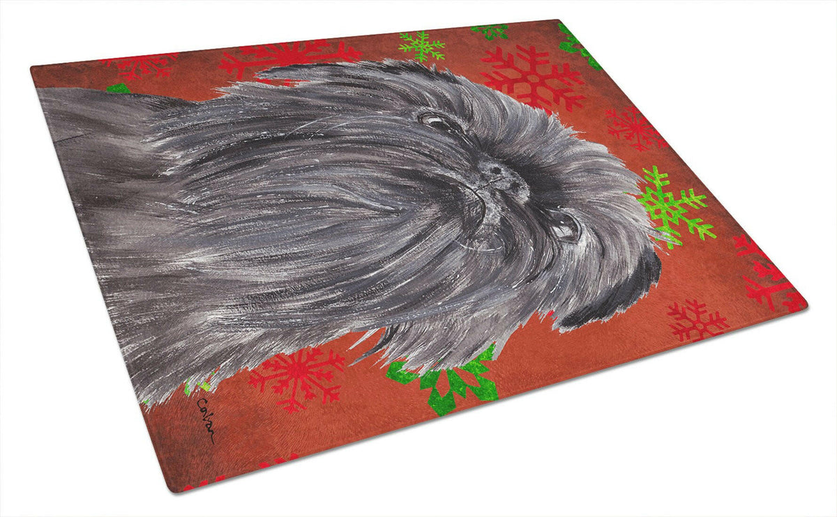Brussels Griffon Red Snowflake Christmas Glass Cutting Board Large by Caroline&#39;s Treasures