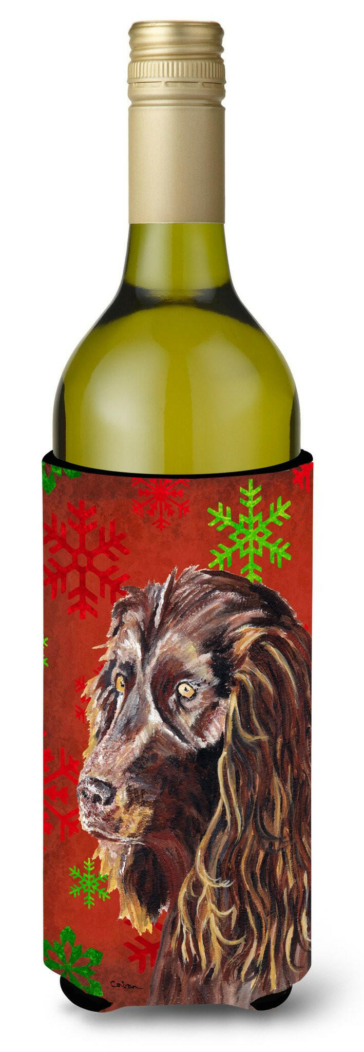 Boykin Spaniel Red Snowflake Christmas Wine Bottle Beverage Insulator Beverage Insulator Hugger by Caroline&#39;s Treasures