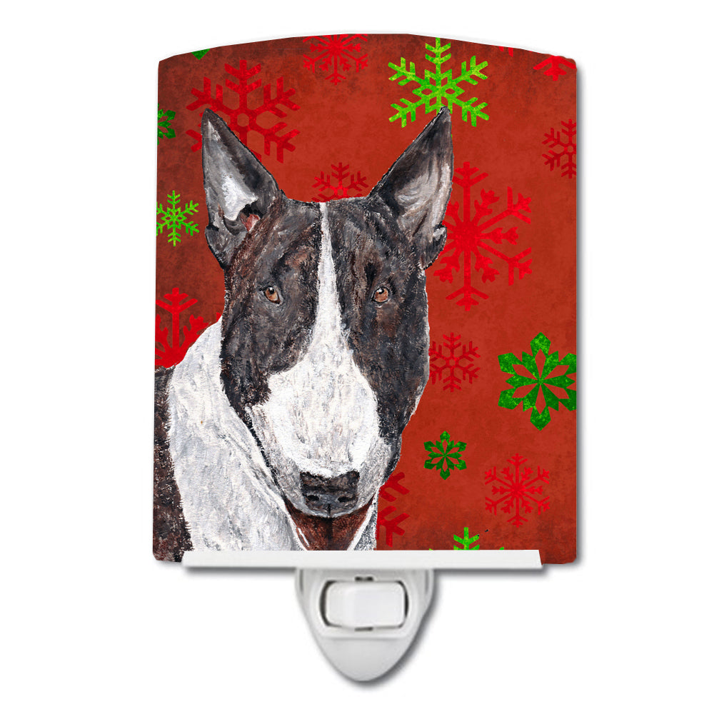 Bull Terrier Red Snowflakes Holiday Ceramic Night Light SC9589CNL - the-store.com