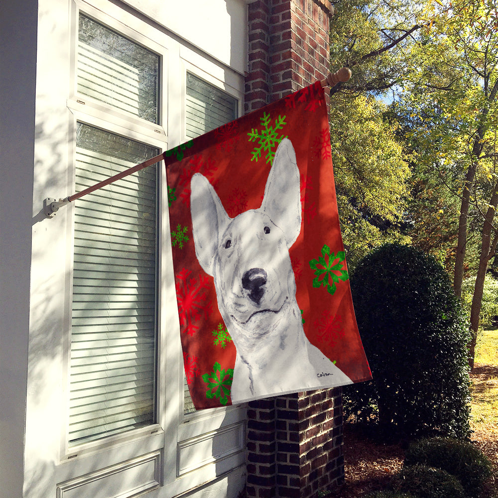 Bull Terrier Red Snowflake Christmas Flag Canvas House Size  the-store.com.