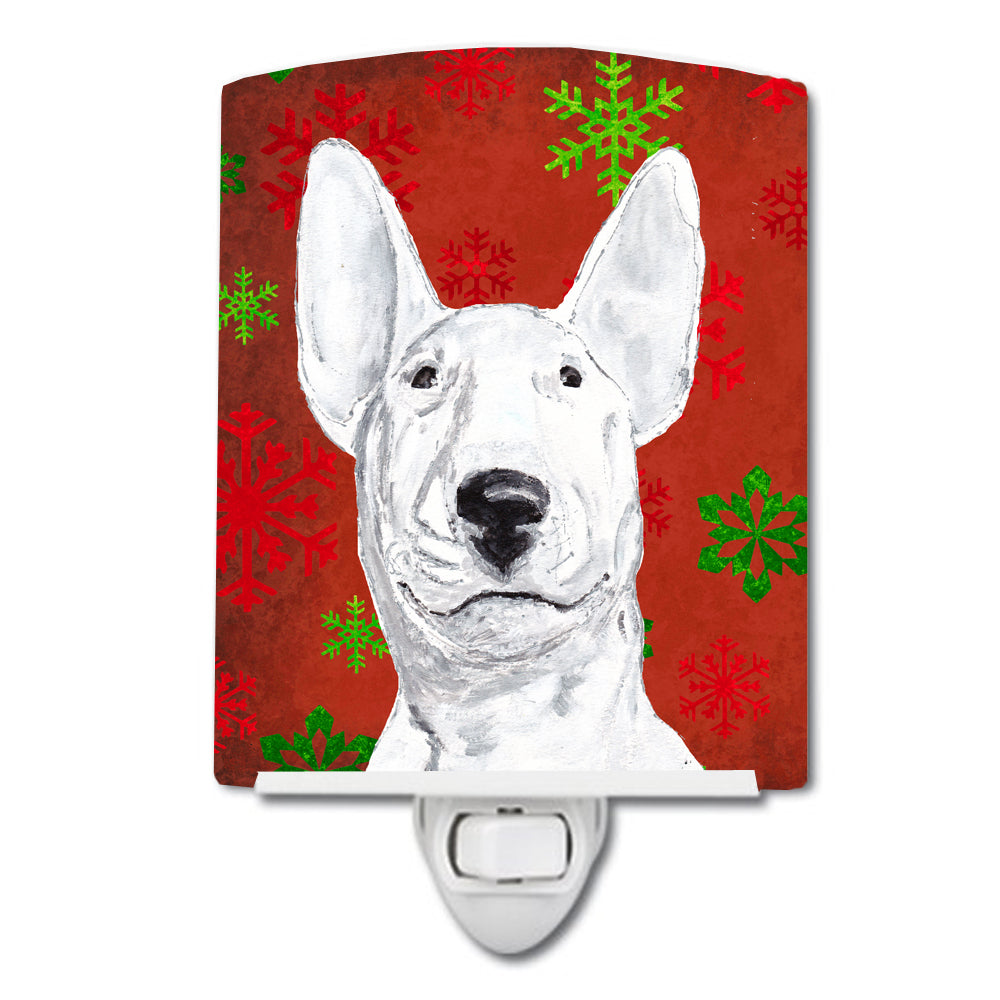 Bull Terrier Red Snowflakes Holiday Ceramic Night Light SC9590CNL - the-store.com