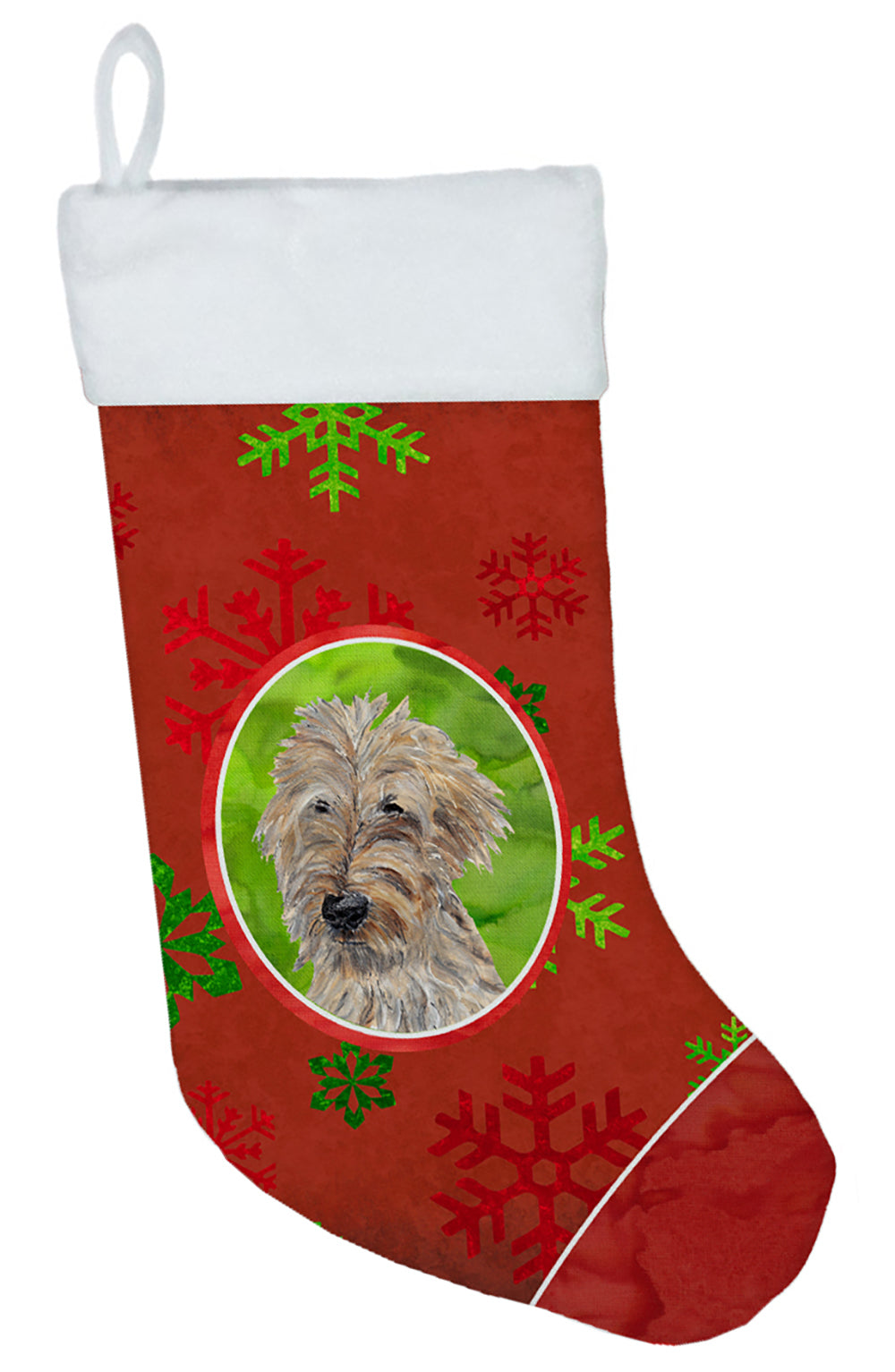 Golden Doodle Red Snowflakes Holiday Christmas Stocking SC9591-CS