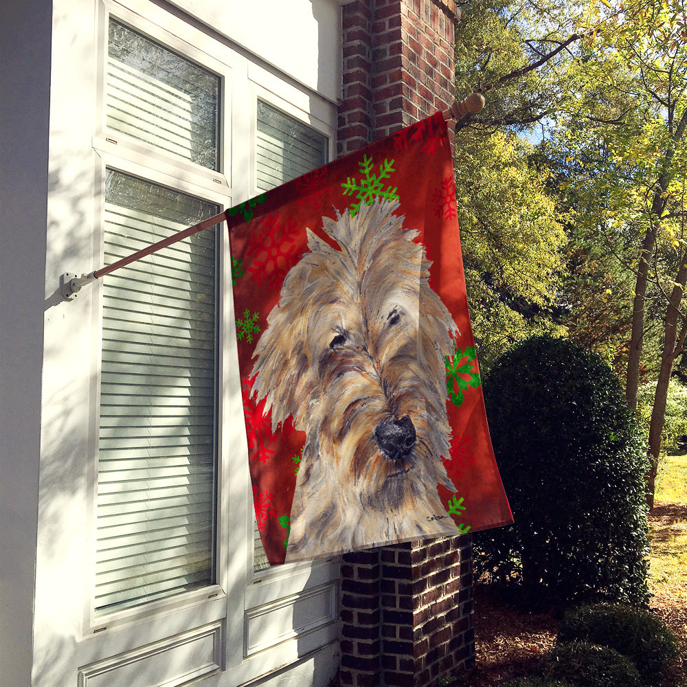 Goldendoodle Red Snowflake Christmas Flag Canvas House Size  the-store.com.