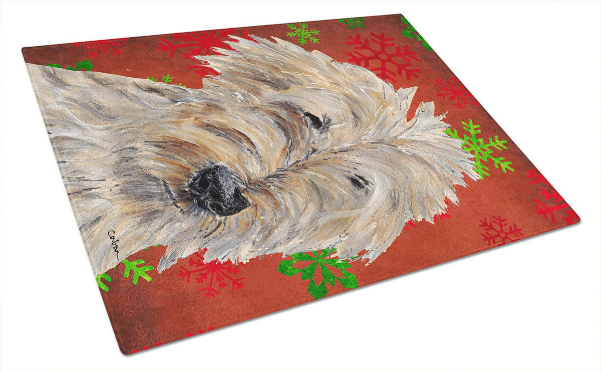 Goldendoodle Red Snowflake Christmas Glass Cutting Board Large by Caroline&#39;s Treasures