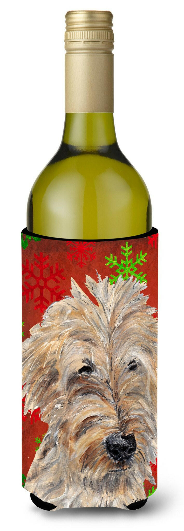 Goldendoodle Red Snowflake Christmas Wine Bottle Beverage Insulator Beverage Insulator Hugger by Caroline&#39;s Treasures