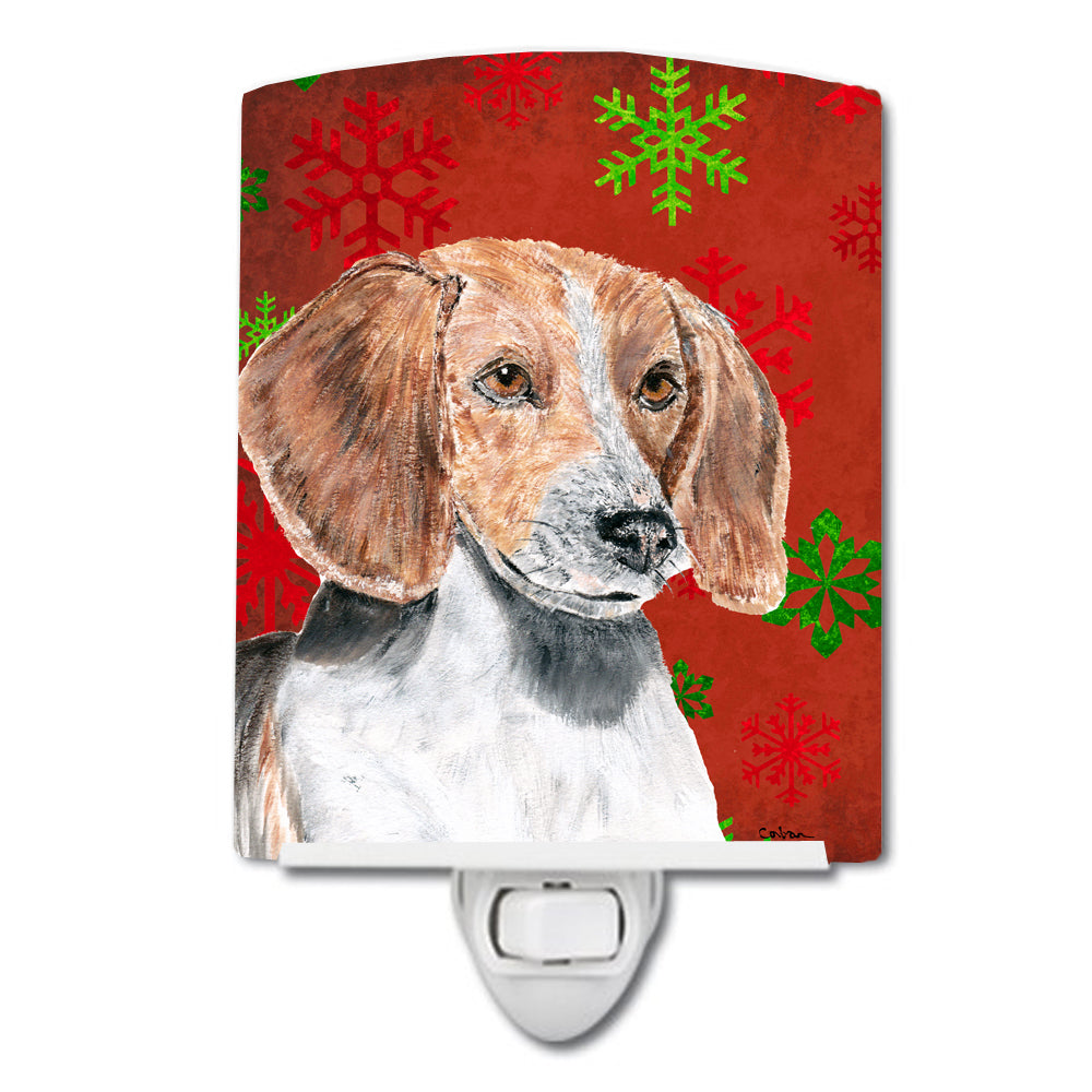 English Foxhound Red Snowflakes Holiday Ceramic Night Light SC9593CNL - the-store.com