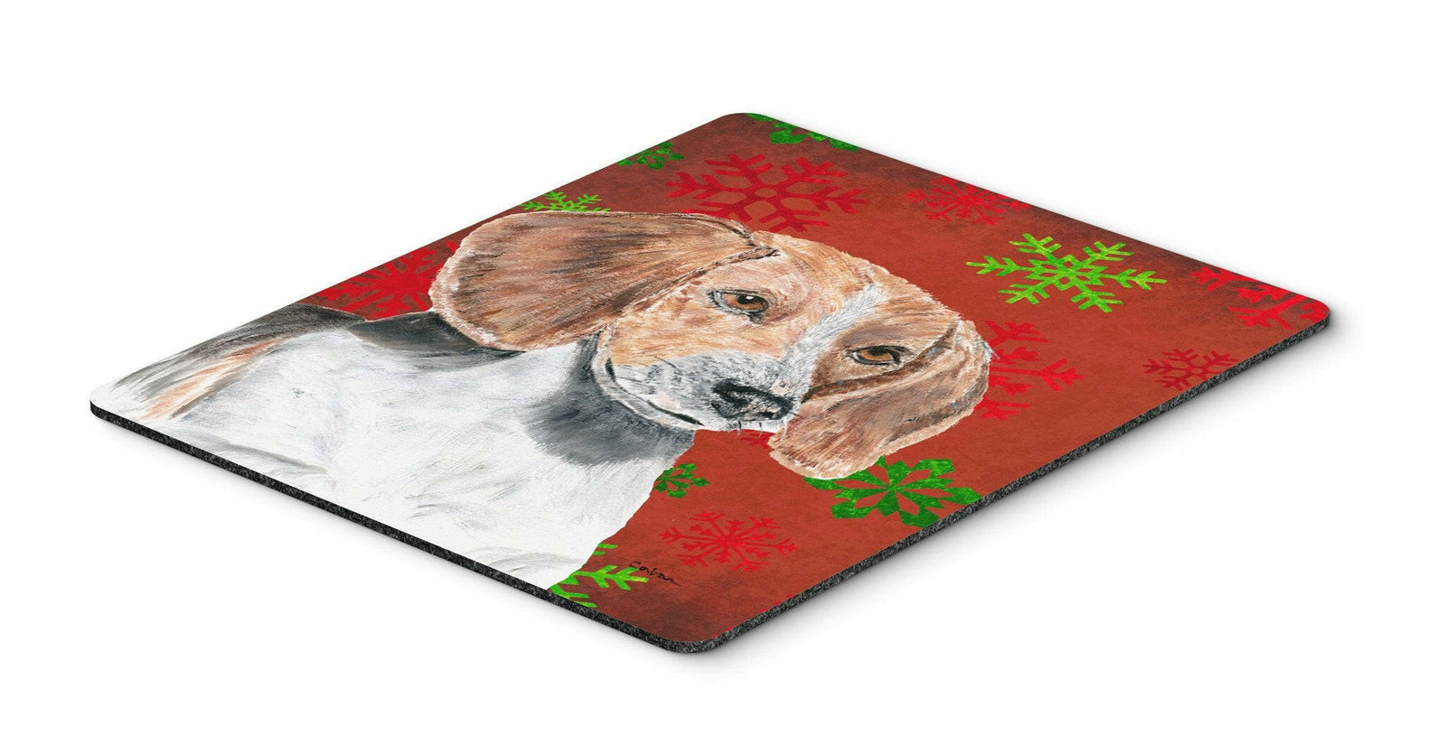 English Foxhound Red Snowflake Christmas Mouse Pad, Hot Pad or Trivet by Caroline's Treasures